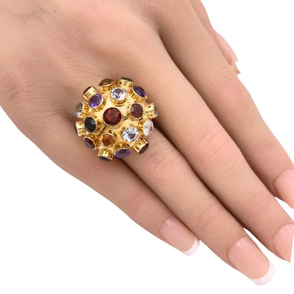 Sputnik H Stern Ring Multi Gem 18K Gold worn