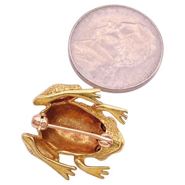 Tiffany & Co Frog Pin 18K Gold size