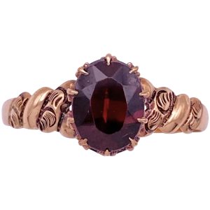 Victorian 1.39ct Garnet Solitaire Ring 10K Gold