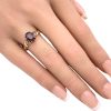 Victorian 1.39ct Garnet Solitaire Ring 10K Gold worn