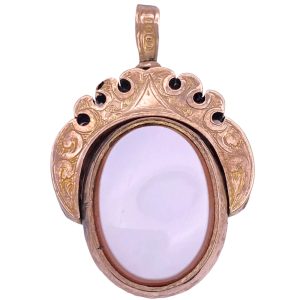 Victorian Bloodstone & Banded Agate Rotating Pendant 10K Gold
