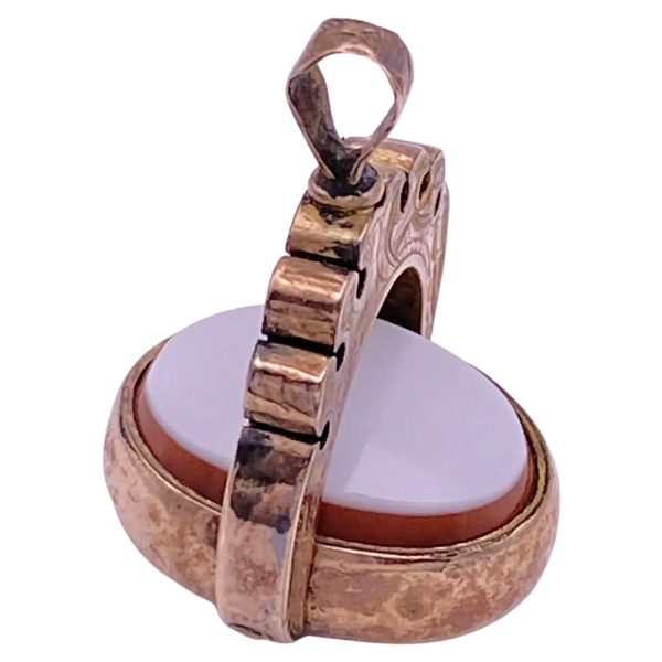 Victorian Bloodstone & Banded Agate Rotating Pendant 10K Gold moving