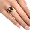 Victorian Bohemian Garnet & Seed Pearl Ring 10K Gold worn