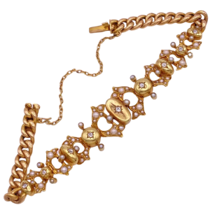 Victorian Diamond & Seed Pearl Bracelet 15K (2)
