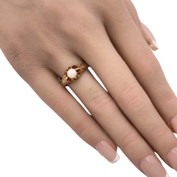 Victorian Opal Buttercup Ring 10K worn