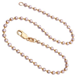 Vintage Bead Chain Anklet 14K Gold 9-78 Inch Length