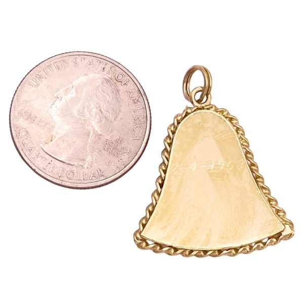 Vintage Bell Memento Locket 14K Gold back
