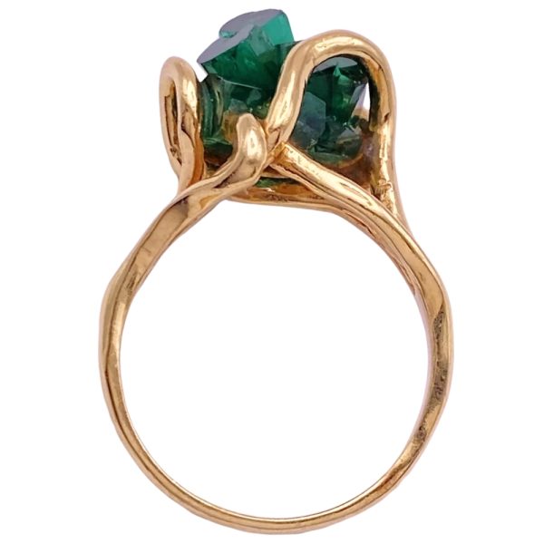 Vintage Emerald Raw Crystal Ring 14K Gold profile