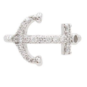 White Gold Diamond Anchor Ring 14K (2)