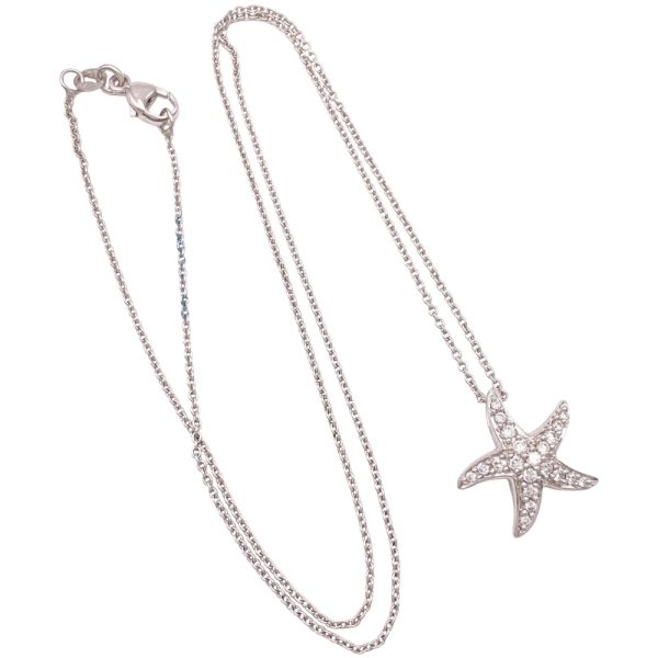 0.34ctw Diamond Starfish or Sea Star Necklace 14K Gold