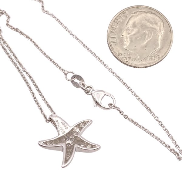 0.34ctw Diamond Starfish or Sea Star Necklace 14K Gold back