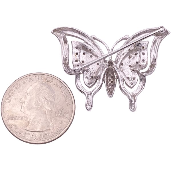 0.47ctw Diamond Butterfly Pendant Brooch 14K Gold back