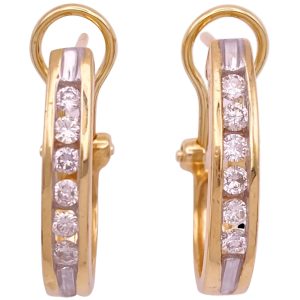 0.60ctw Diamond Oval Hoop Earrings 14K Gold Two-Tone