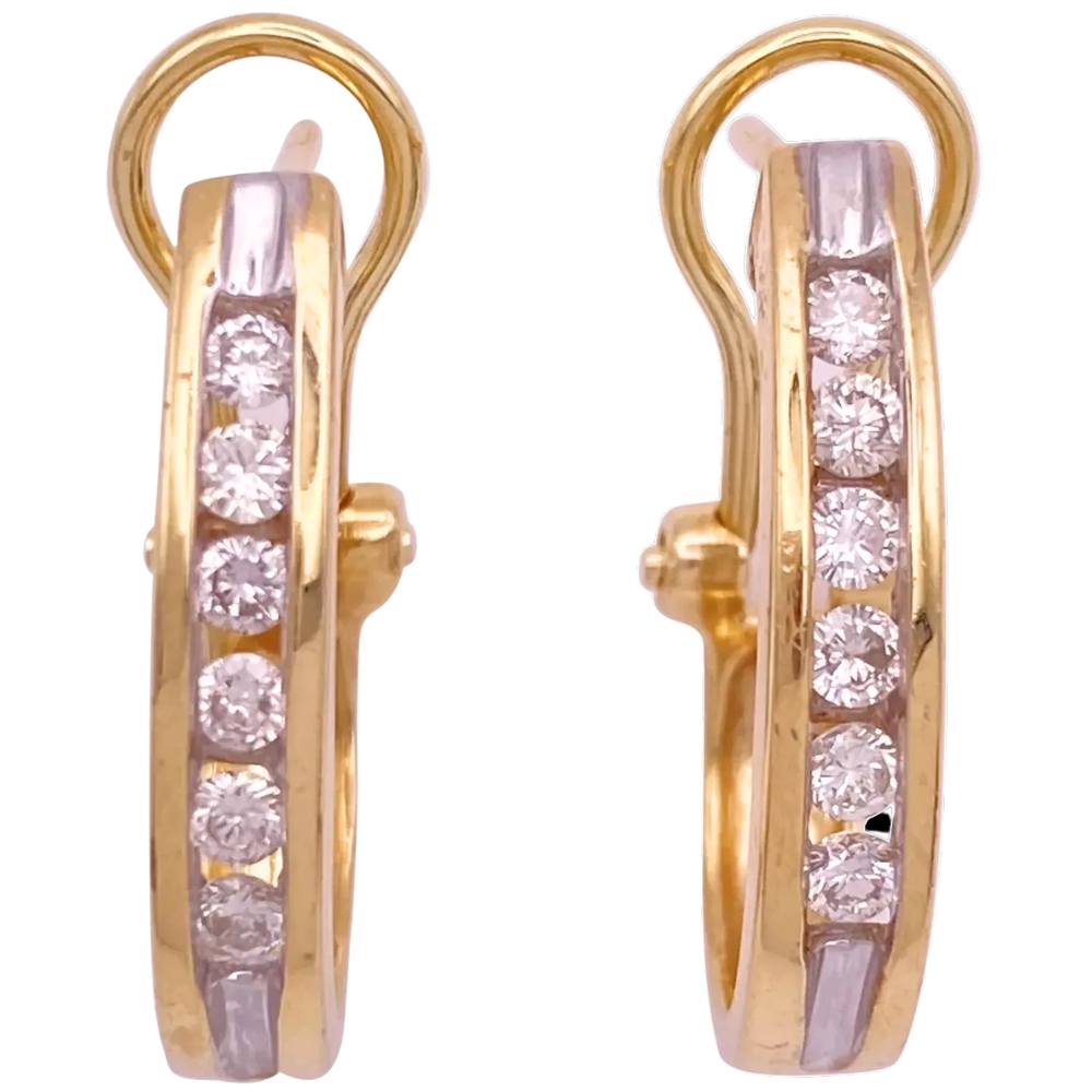 0.60ctw Diamond Oval Hoop Earrings 14K Gold Two-Tone