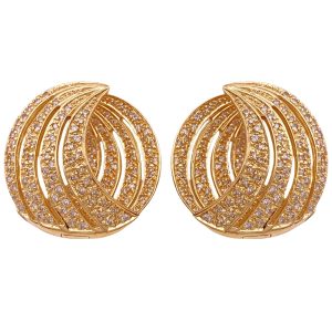 0.66ctw Diamond Inside-Out Crescent Hoop Earrings 14K Gold