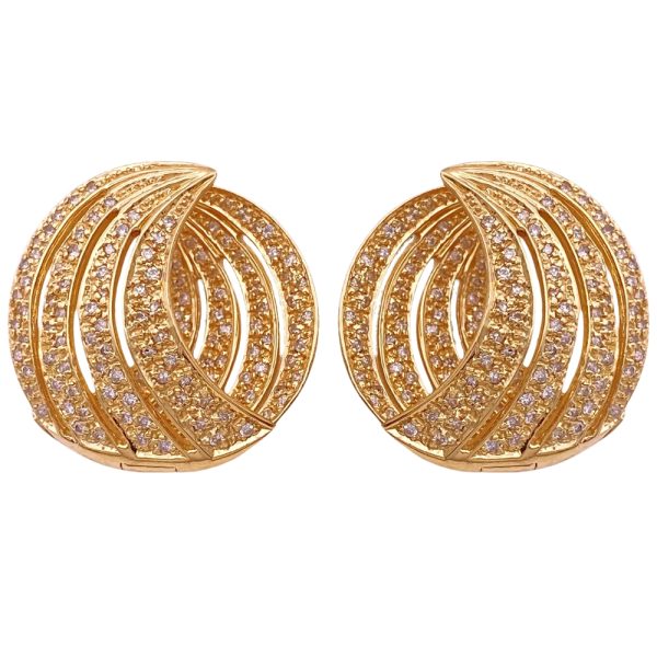 0.66ctw Diamond Inside-Out Crescent Hoop Earrings 14K Gold
