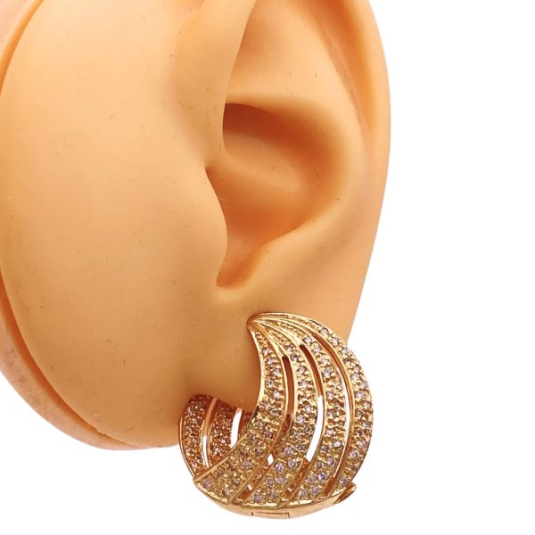 0.66ctw Diamond Inside-Out Crescent Hoop Earrings 14K Gold worn