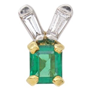 0.73ctw Emerald Pendant 18K Two-Tone Gold