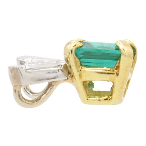 0.73ctw Emerald Pendant 18K Two-Tone Gold side