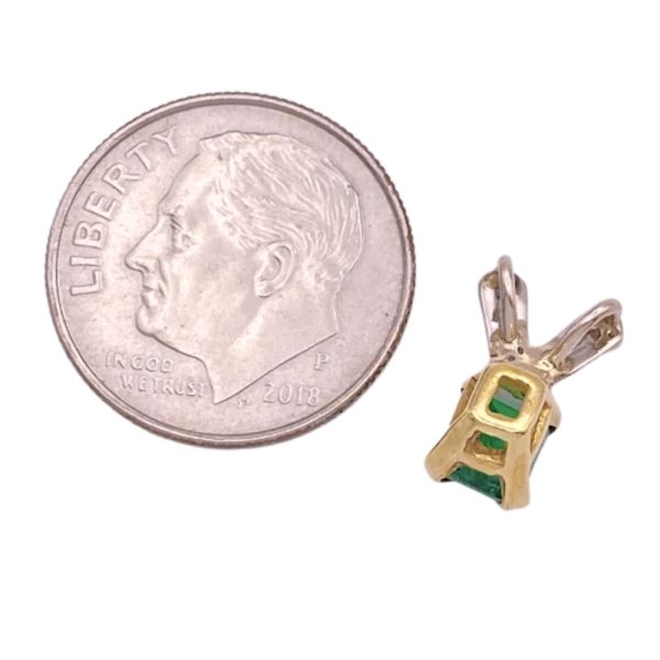 0.73ctw Emerald Pendant 18K Two-Tone Gold size