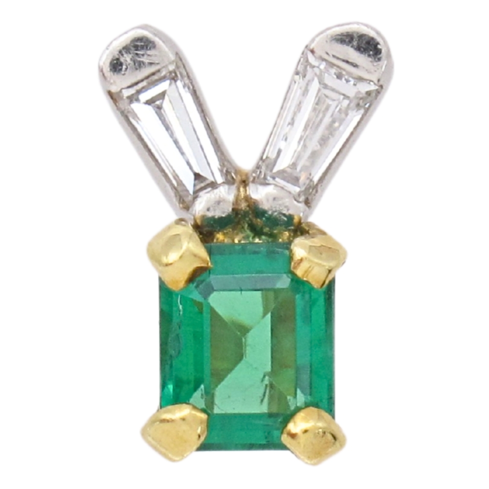 0.73ctw Emerald Pendant 18K Two-Tone Gold