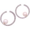 0.78ctw Diamond & Cultured Pearl Drop Earrings 14K Gold