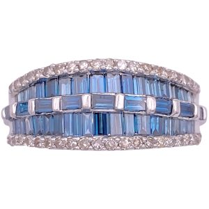 1.12ctw Baguette Blue Diamond Ring 14K Gold