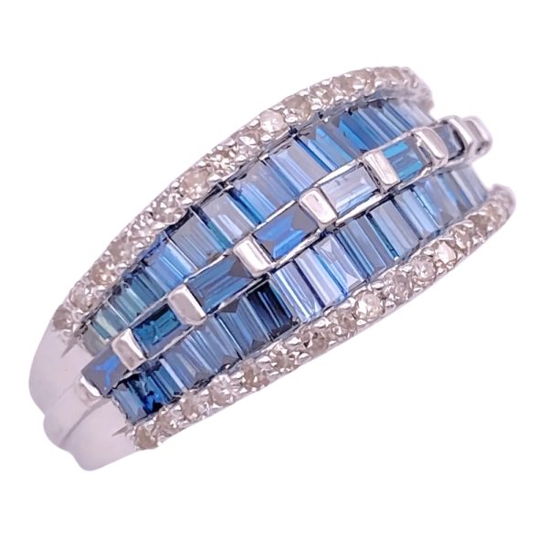 1.12ctw Baguette Blue Diamond Ring 14K Gold side