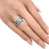 1.12ctw Baguette Blue Diamond Ring 14K Gold worn