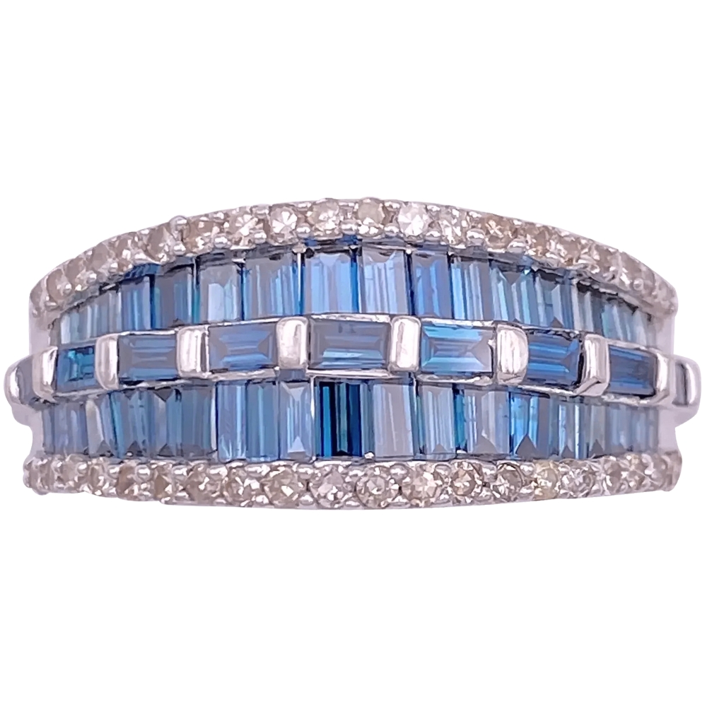 1.12ctw Baguette Blue Diamond Ring 14K Gold