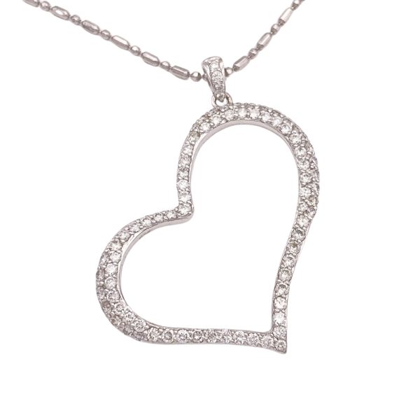 1.50ctw Diamond Heart Necklace 14K White Gold close up