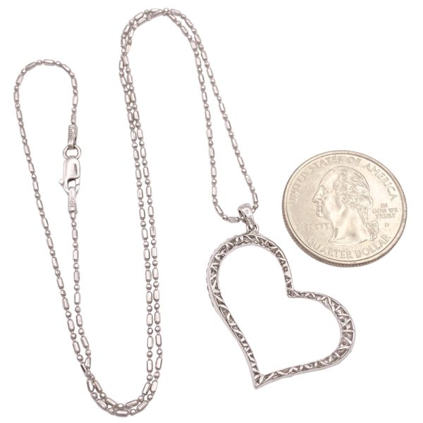 1.50ctw Diamond Heart Necklace 14K White Gold size
