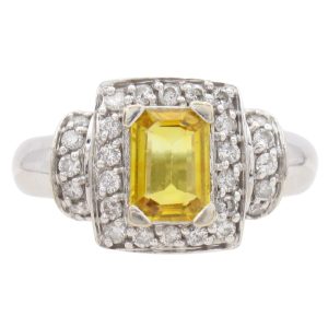 1.53ctw Yellow Sapphire Halo Ring 14K Gold
