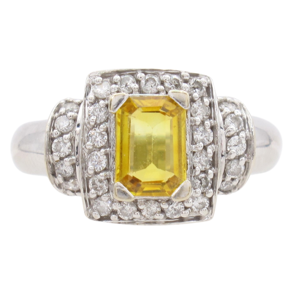 1.53ctw Yellow Sapphire Halo Ring 14K Gold
