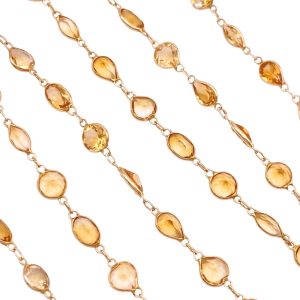 21.79ctw Citrine Necklace 14K Gold 24 Length close up