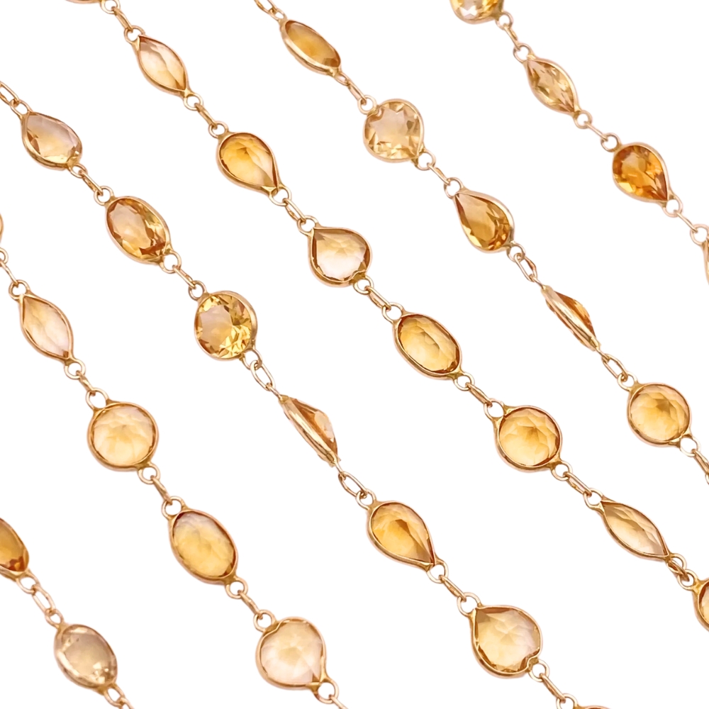 21.79ctw Citrine Necklace 14K Gold 24″ Length