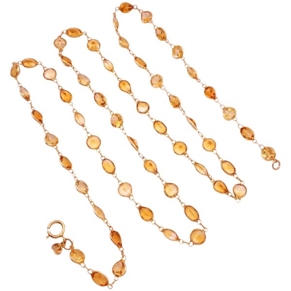 21.79ctw Citrine Necklace 14K Gold 24 Length full