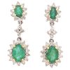 3.06ctw Natural Emerald Dangle Earrings 14K Gold