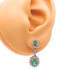 3.06ctw Natural Emerald Dangle Earrings 14K Gold worn