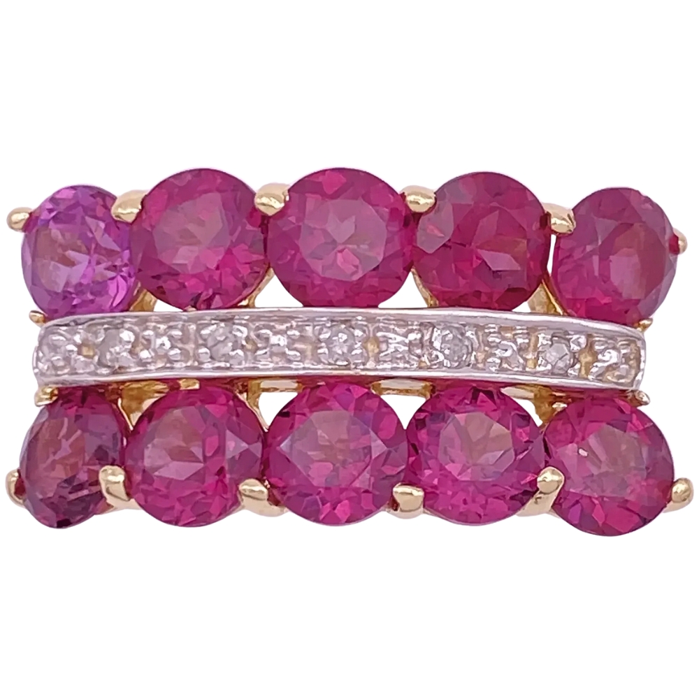5.25ctw Pink Tourmaline Ring 14K Two-Tone Gold