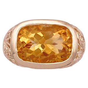 6.47ct Citrine Leaf Ring 14K Gold