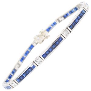 8.10ctw Sapphire Line Bracelet 14K Gold