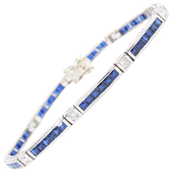 8.10ctw Sapphire Line Bracelet 14K Gold