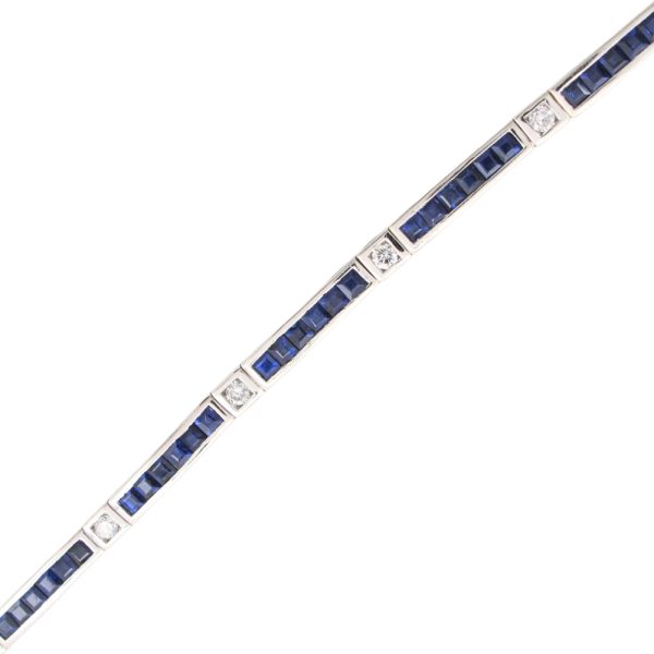 8.10ctw Sapphire Line Bracelet 14K Gold full line