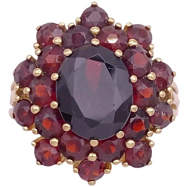 8.18ctw Garnet Cluster Ring 14K Gold