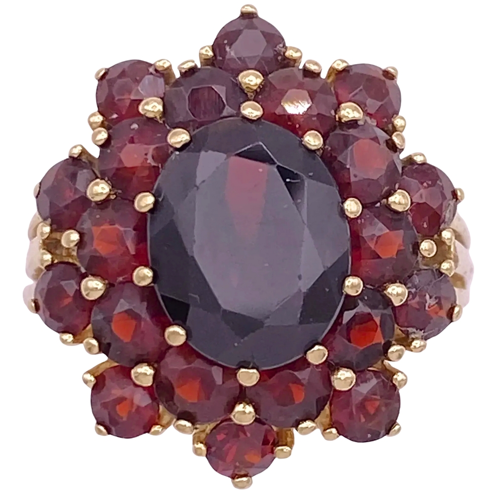 8.18ctw Garnet Cluster Ring 14K Gold
