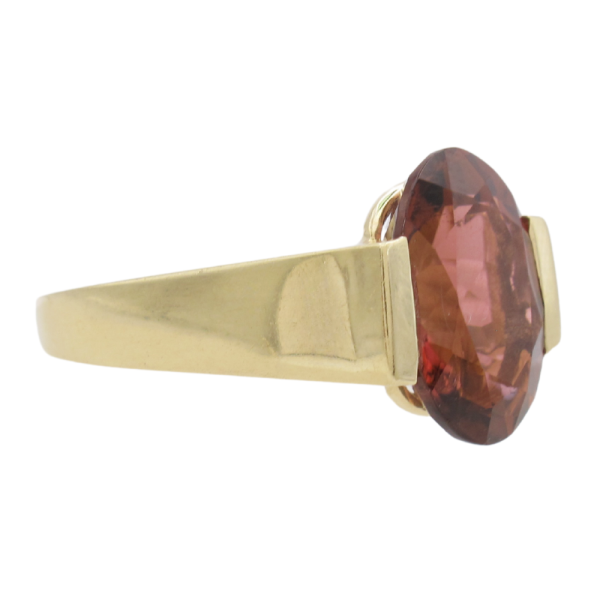 8.34ct Oval Pink Tourmaline Solitaire Ring 14K side (1)