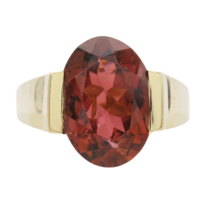 8.34ct Oval Pink Tourmaline Solitaire Ring 14K side (2)