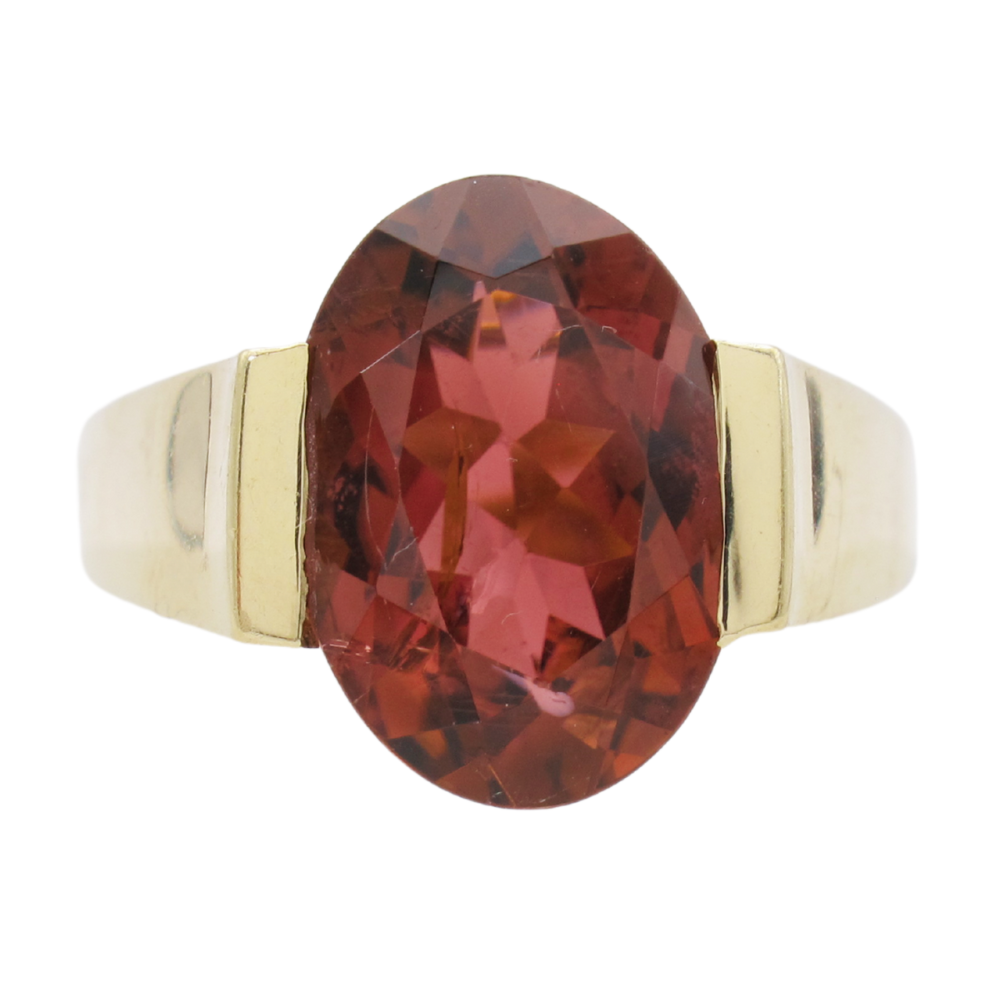 8.34ct Oval Pink Tourmaline Solitaire Ring 14K