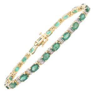9.0ctw Natural Emerald Bracelet 14K Gold
